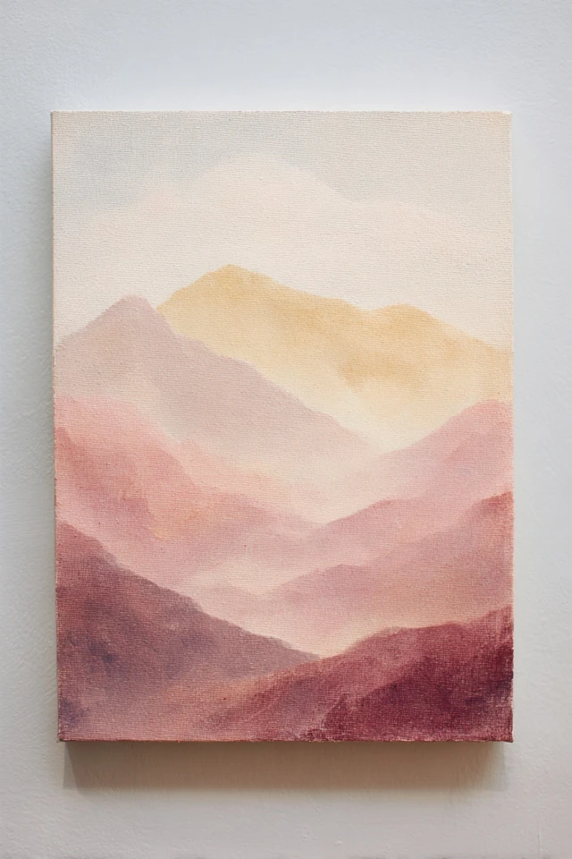 Boho Mountain Landscape Gouache Art