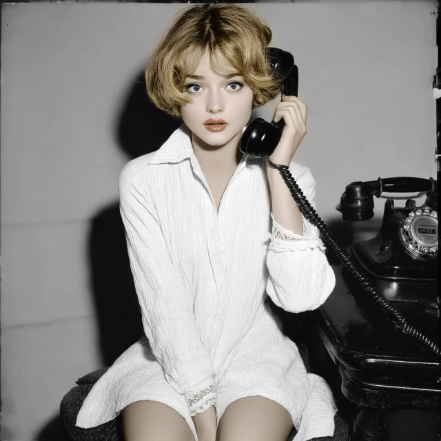 Retro Portrait of a Woman on the Phone