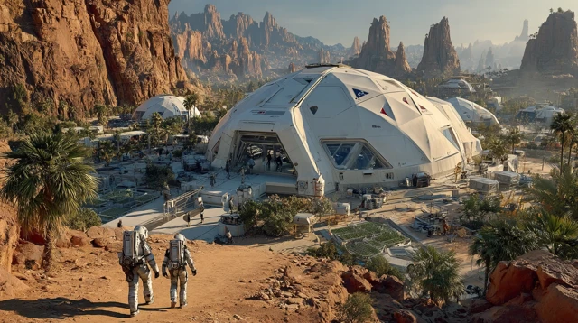 Futuristic Mars Base Sci-Fi Illustration