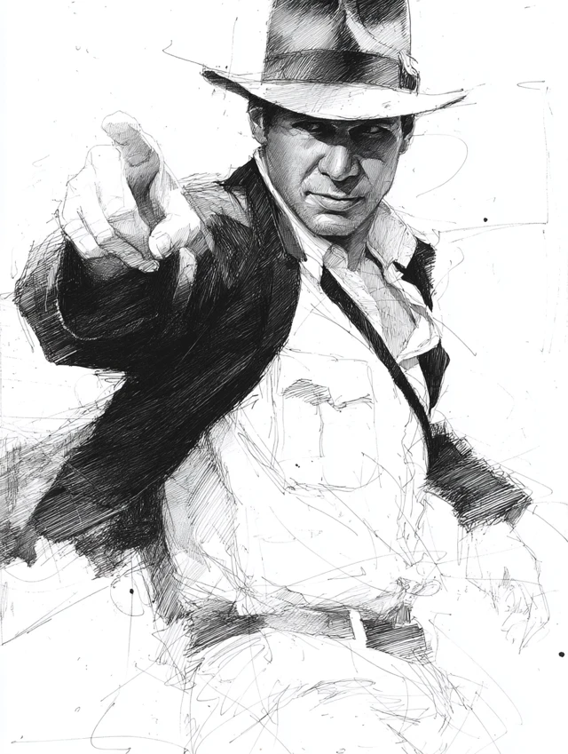Indiana Jones Line Art Illustration