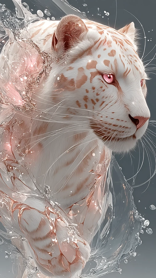 Majestic White Panther Ocean Guardian Illustration