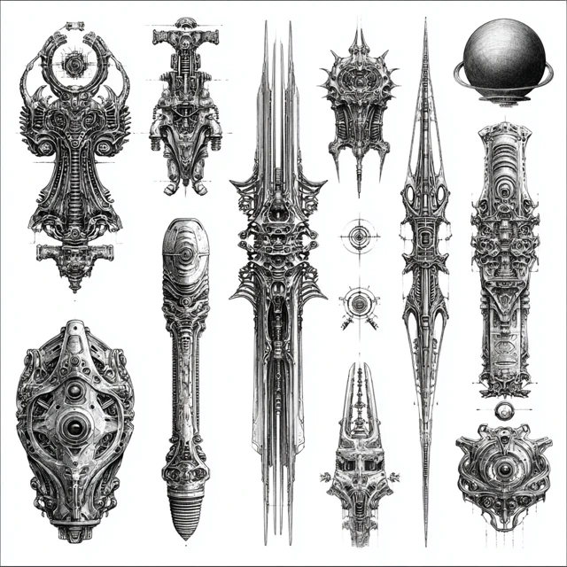 Bio-Mechanic Tattoo Flash Sheet H R Giger Style
