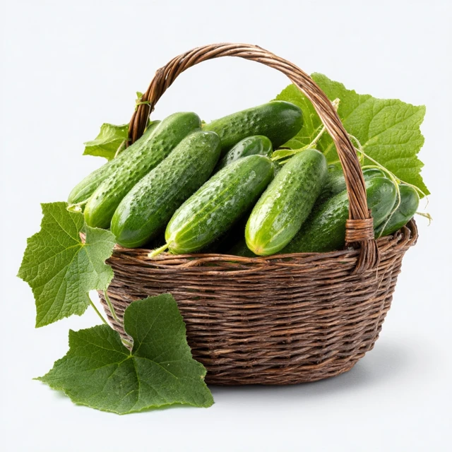 Fresh Cucumbers in Basket