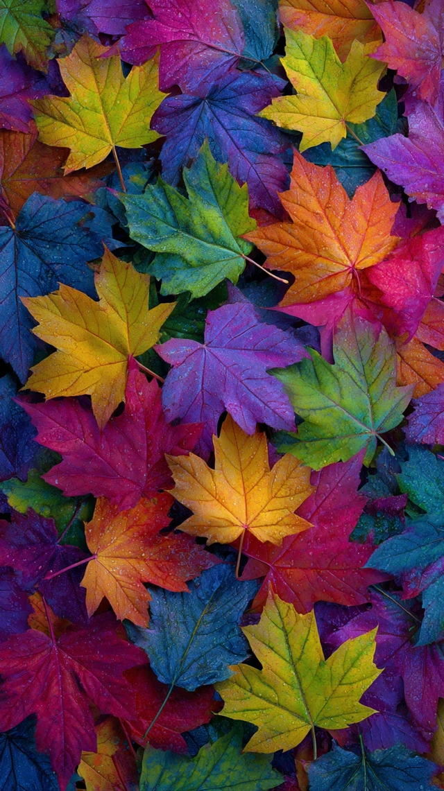 Colorful Autumn Maple Leaves Mosaic Pattern