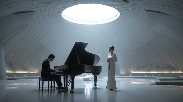 Futuristic Concert Hall Piano and Xiao Performance