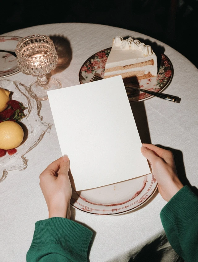 A5 Paper Mockup Cafe Setting with Lemon Cheesecake