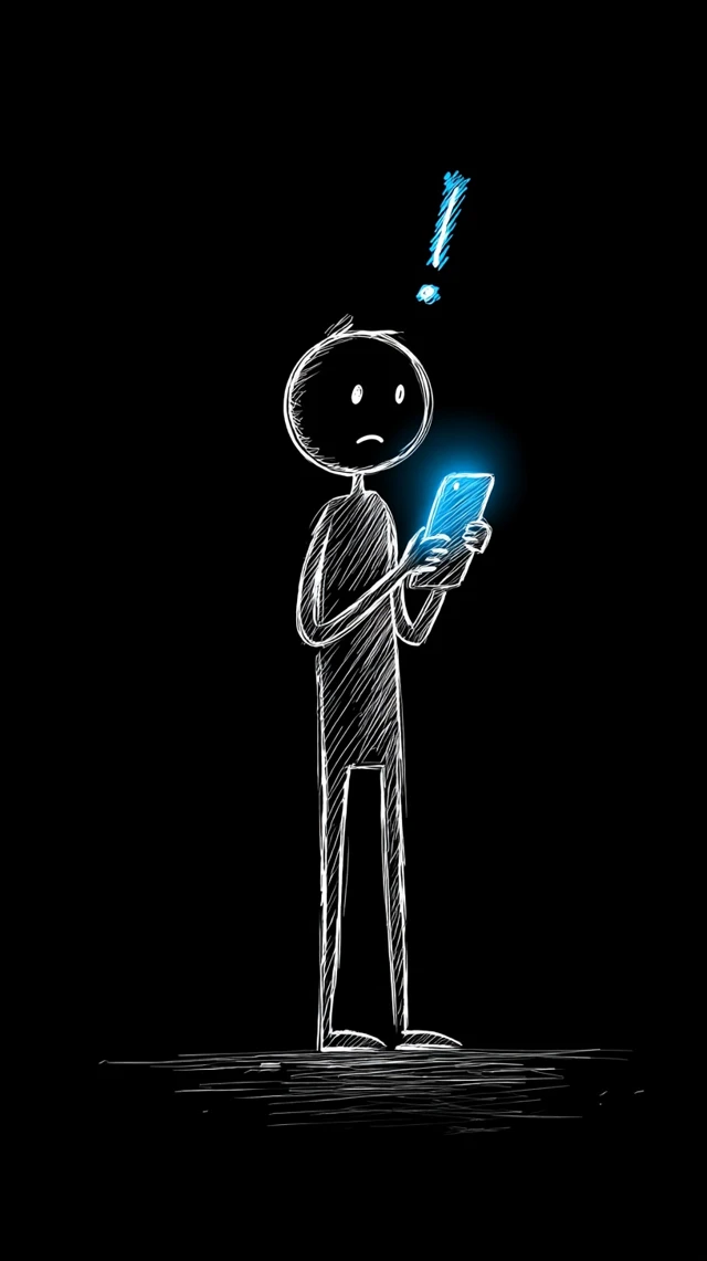 Cartoon Figure Smartphone Monochrome Drawing
