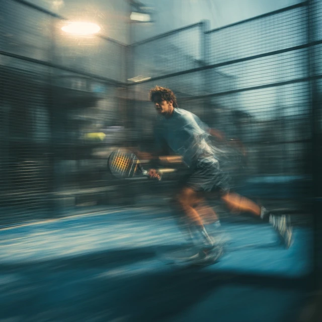 Padel Player in Motion Blur Cinematic Closeup