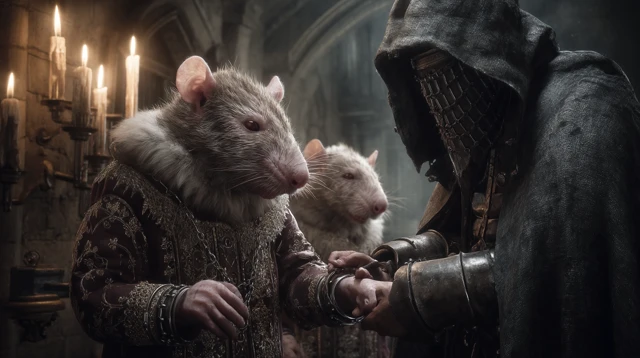 Medieval Rats Under Arrest Dark Cinematic Scene