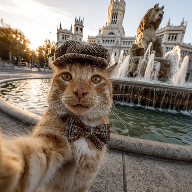 Dapper Cat Selfie in Madrid