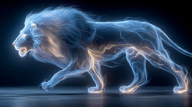 Electric Lion Majestic Futuristic Art