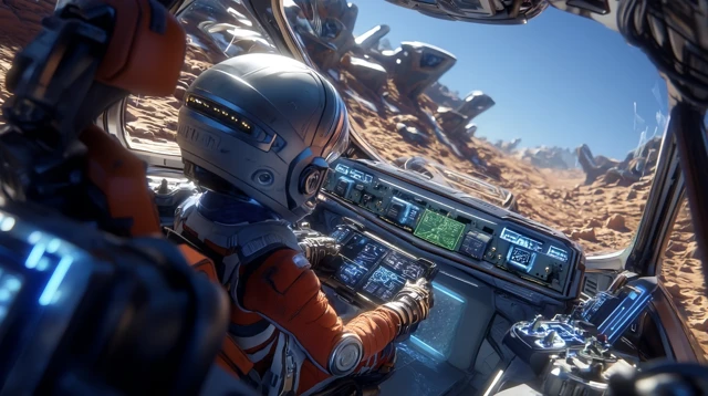 Mars Rover Cockpit SciFi Illustration