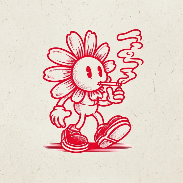 Vintage Cartoon Flower Mascot Retro TShirt Design
