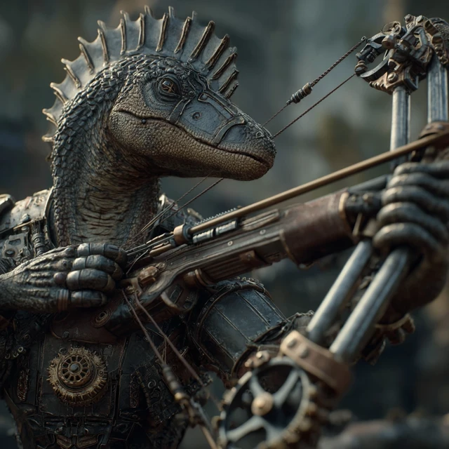 Steampunk Spinosaurus Boss Battle CGI Art