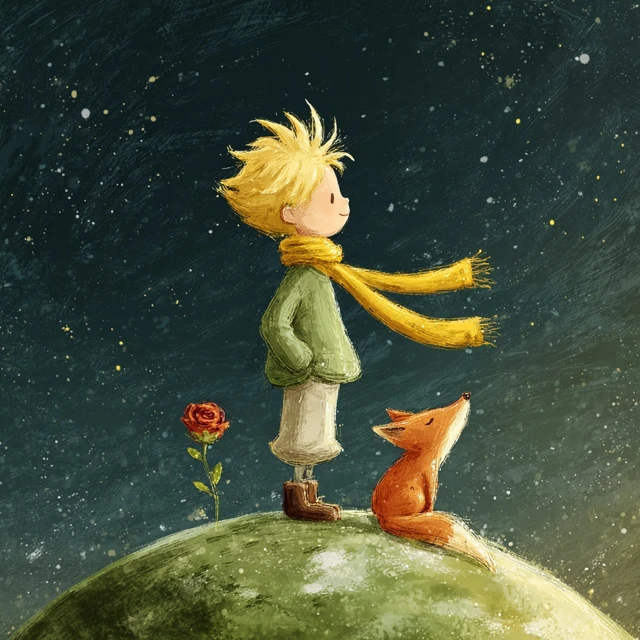 The Little Prince And His Fox Illustration