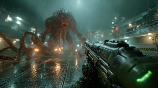 DOOM Slayer Battles a Tentacled Monster