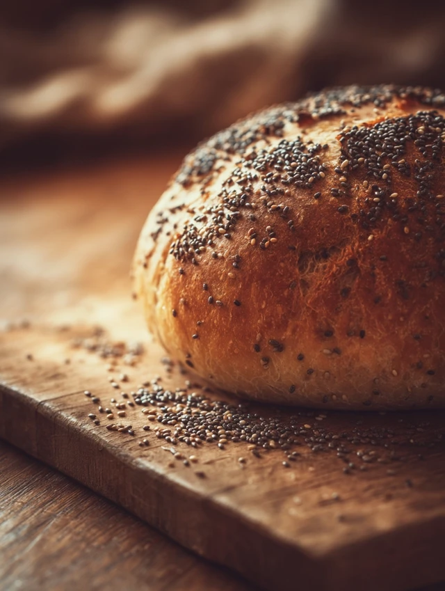 Retro Bread Photography Fresh Baked Chia Seed Loaf