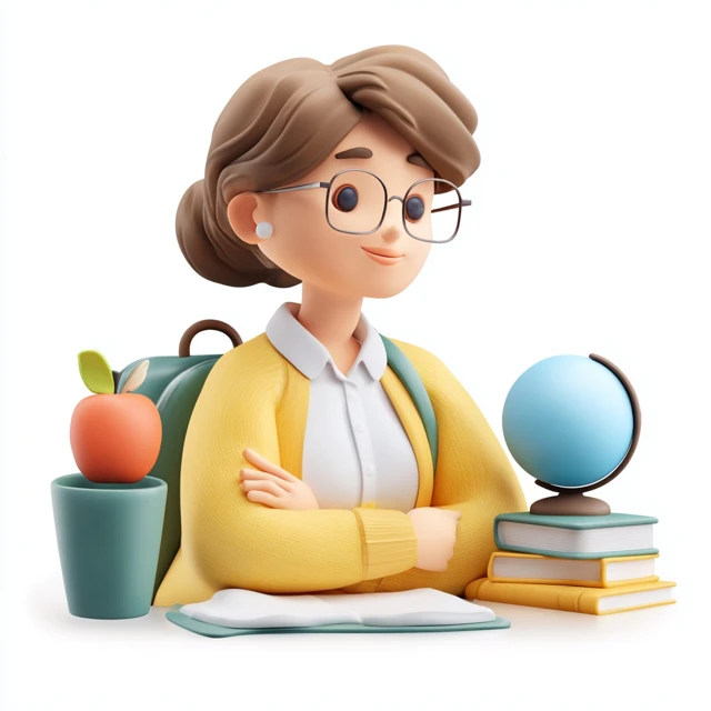 3D Cartoon Teacher Icon For Web Banner Design