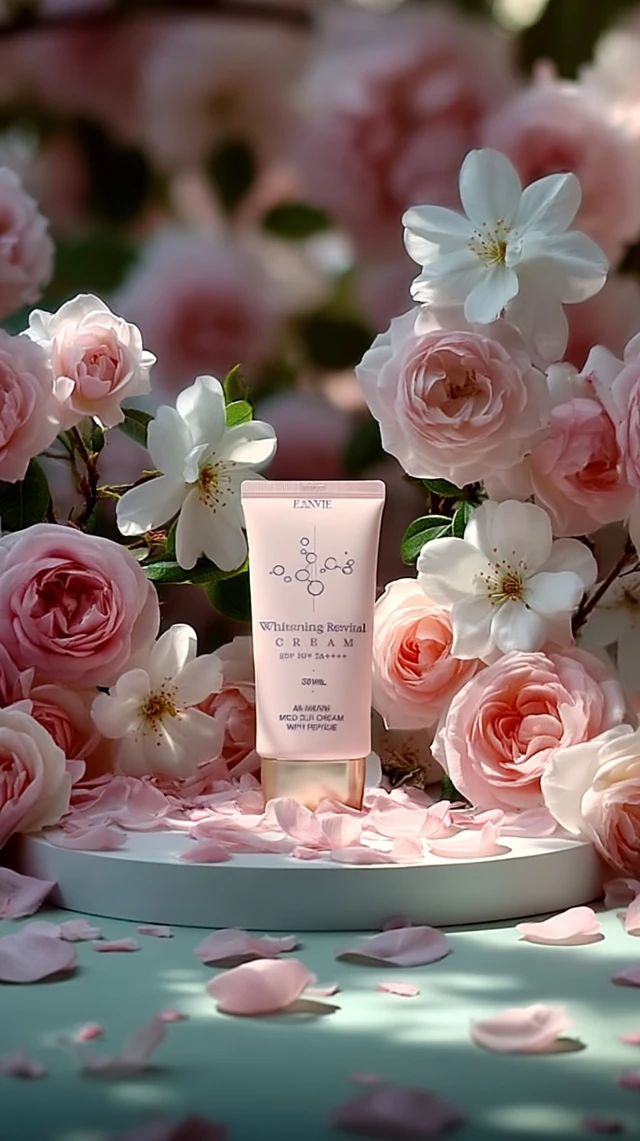 Whitening Cream Product Photography Floral Theme