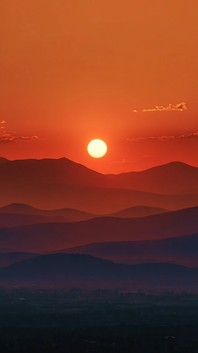 Orange Sunset Mountains High Definition Photography