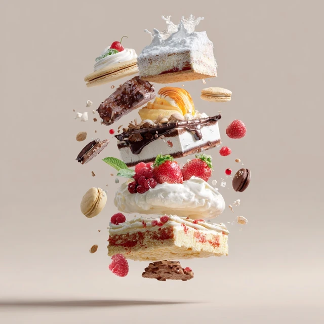 Flying Desserts Delicious Cakes and Treats Photography