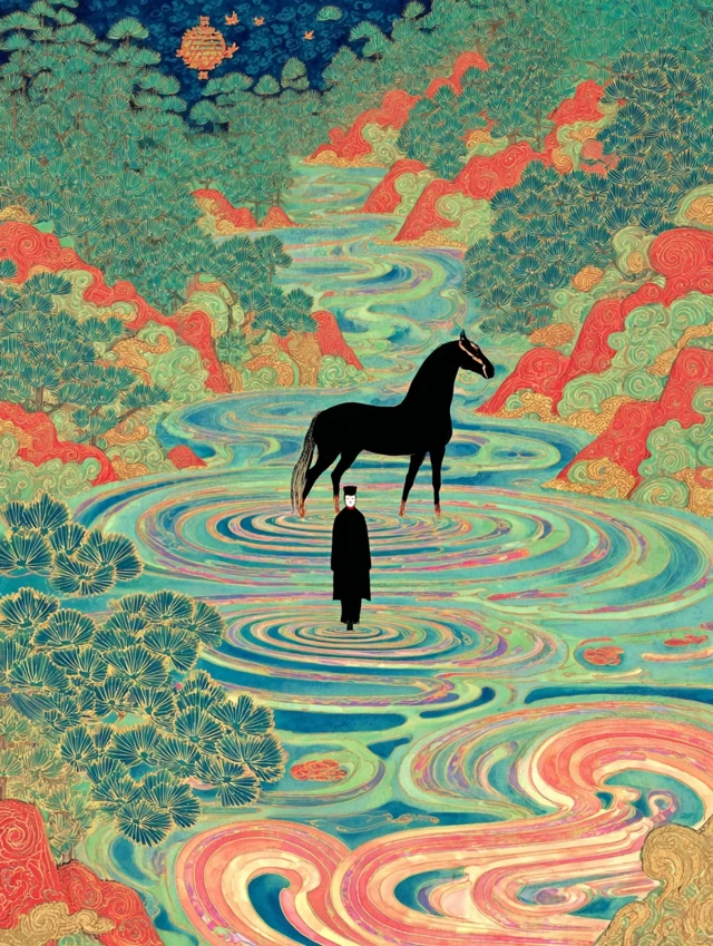 Surreal Fantasy Illustration Horse and Landscape