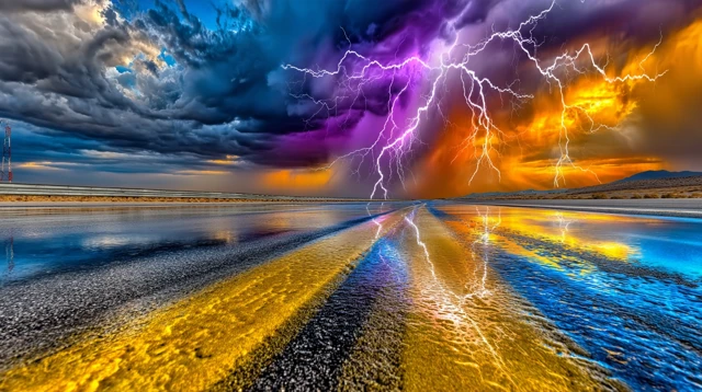 High School Race Track Stormy Scene