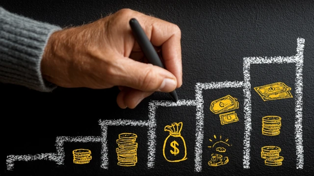 Financial Staircase Chalkboard Illustration