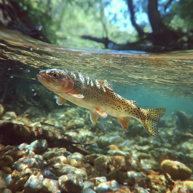 Beautiful Trout Swimming Upstream Photography