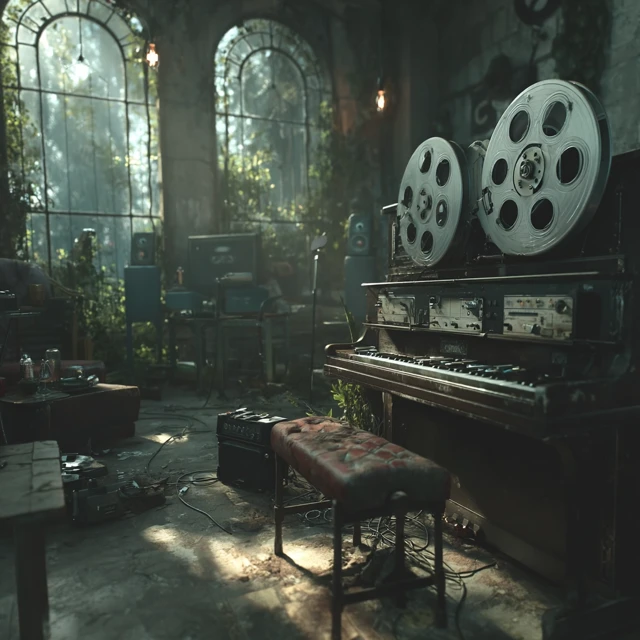 Abandoned Piano Dreamlike Scene