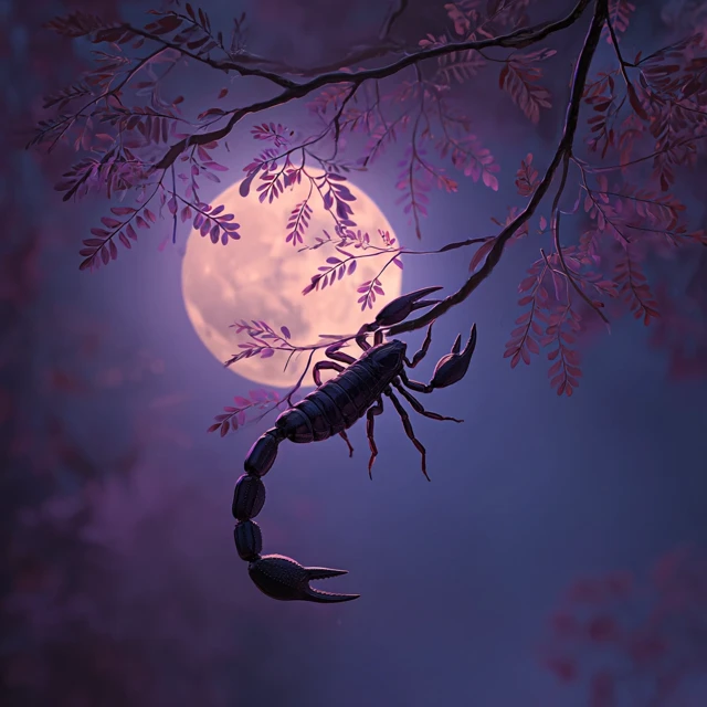 Scorpion Under a Full Moon Nighttime Scene