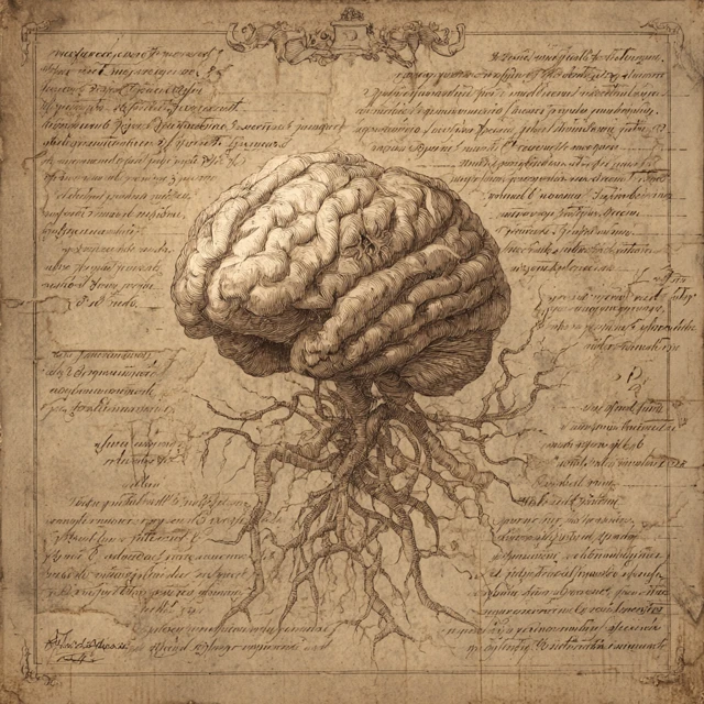 Lovecraftian Brain Antique Medical Illustration