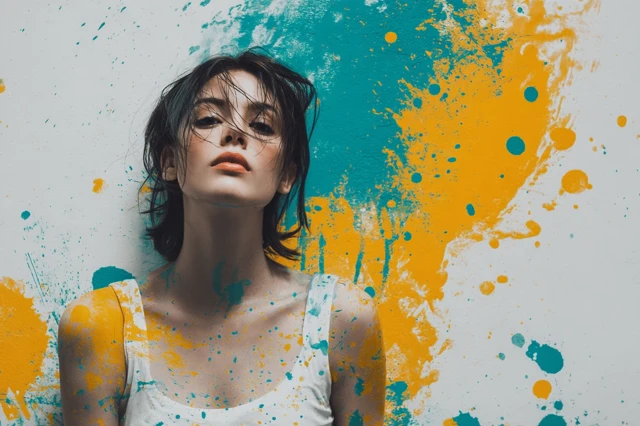 Minimalistic Woman Portrait with Splashy Tones