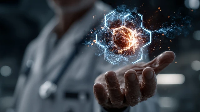 Doctor with Futuristic Holographic Panel
