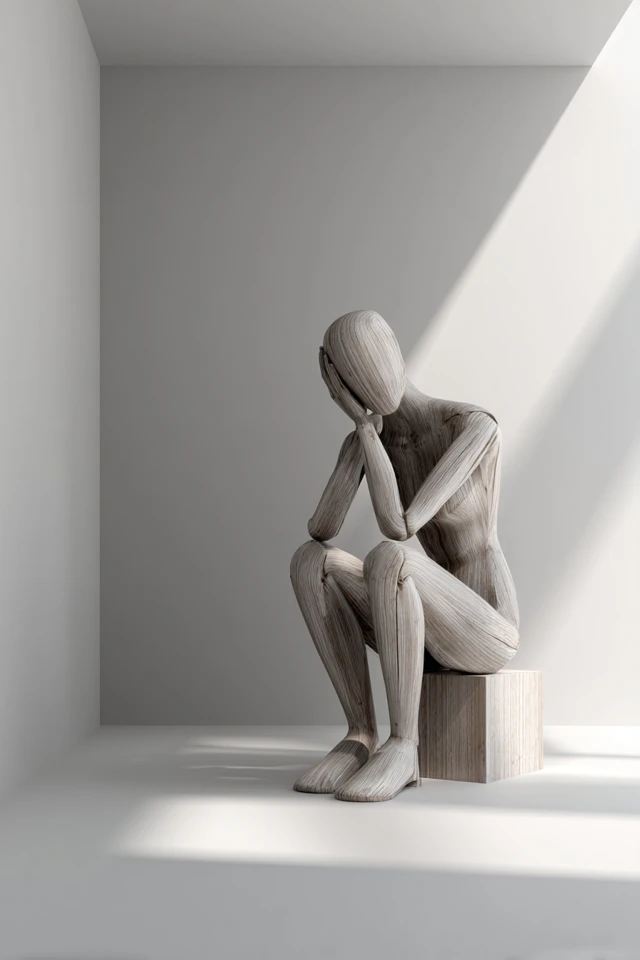 Minimalist 3D Illustration Wooden Mannequin