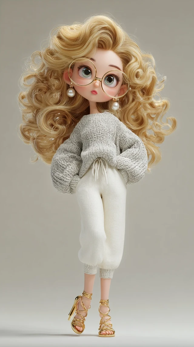 Whimsical Cartoon Girl with Glasses