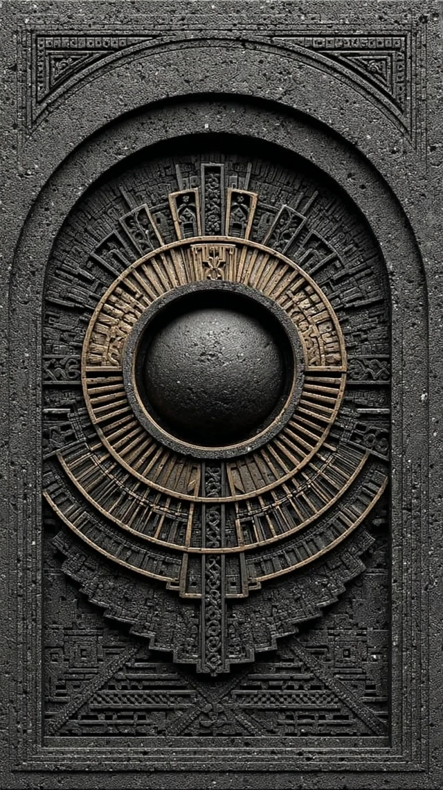 Brutalism Industrial Door Panel with Geometric Relief