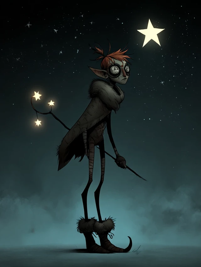 Fairy Rogue Trickster in a Starry Night Sky