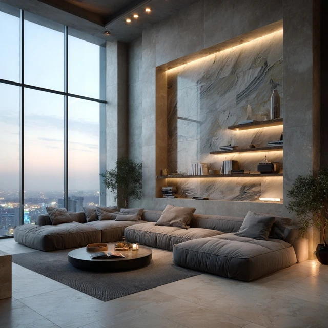 Modern Living Room Design with Large Window