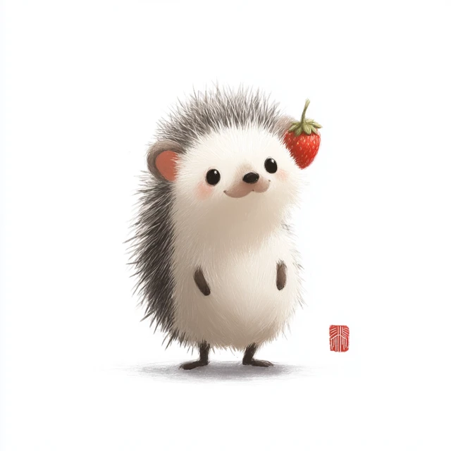 Cute Hedgehog Chichi with Strawberry Illustration