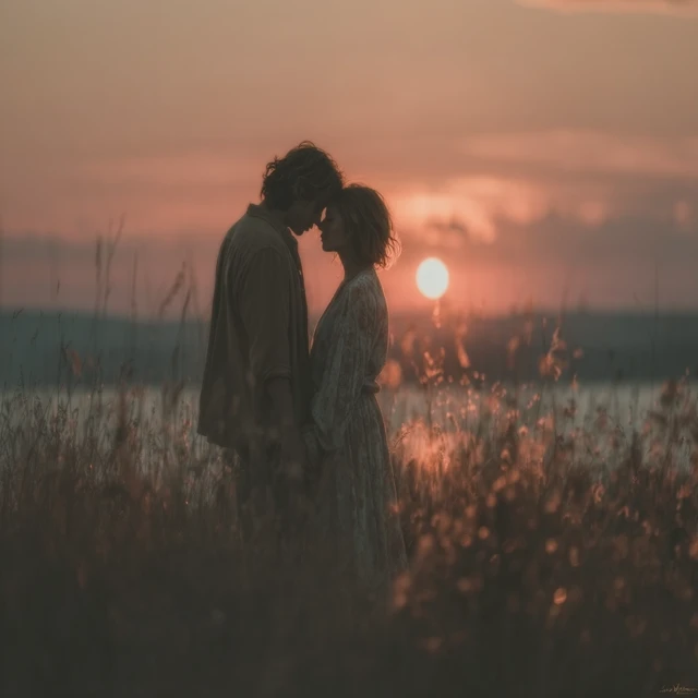Romantic Sunset Silhouette Couple