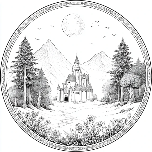 Fairy Tale Coloring Page Fantasy Illustration