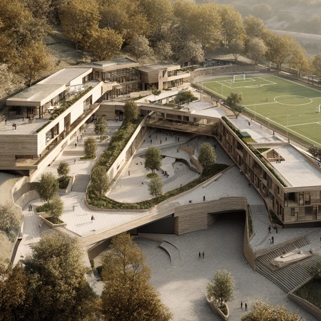 School Campus Design Aerial View