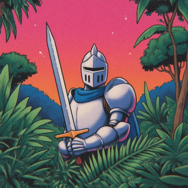 Cute Knight in Jungle Illustration