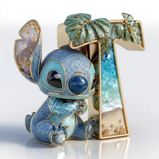 Stitch Hugging T Gemstone 3D Render