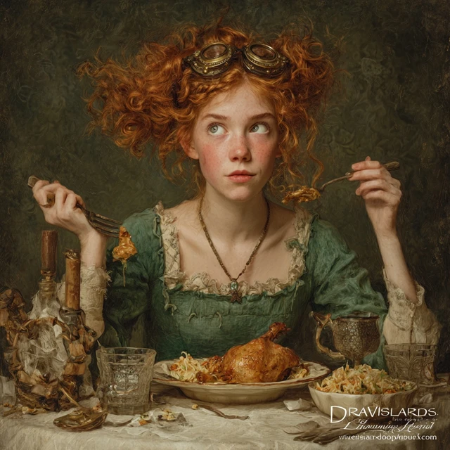 Victorian Lady with Red Hair and a Meal