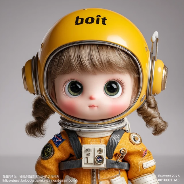Cute Astronaut Girl with Yellow Helmet 3D