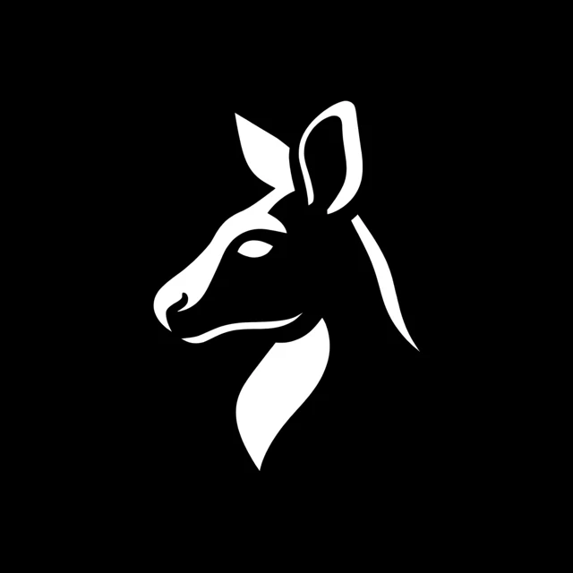 Minimalist Black and White Kangaroo Head Logo