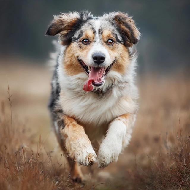 Happy Dog Running in a Field