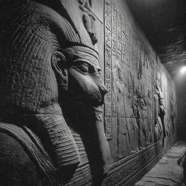 Ancient Egyptian Baboon Cyborg Wall Carving